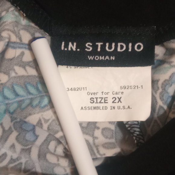 I.N. Studio Women's Size 2x Paisley Floral Boho Wide Leg Stretchy Slip on pants - Picture 6 of 7